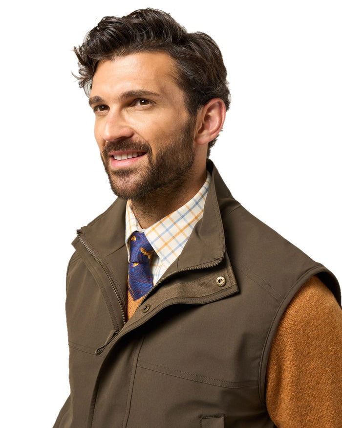 Olive coloured Alan Paine Lockwood Mens Shooting Waistcoat on white background #colour_olive