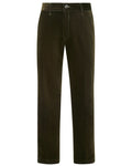 Olive coloured Alan Paine Mens Cord Trousers on white background #colour_olive