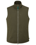 Olive coloured Alan Paine Mossley Mens Windstopper Gilet on white background #colour_olive