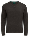 Seaweed coloured Alan Paine Streetly Lambswool V Neck Jumper on white background #colour_seaweed