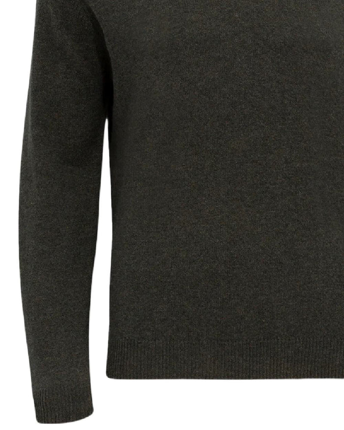 Seaweed coloured Alan Paine Streetly Lambswool V Neck Jumper on white background #colour_seaweed