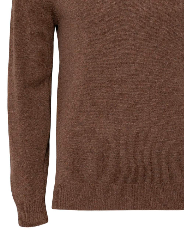 Tabocco coloured Alan Paine Streetly Lambswool V Neck Jumper on white background #colour_tobacco