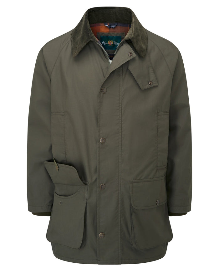 Olive coloured Alan Paine Surrey Mens Jacket on white background #colour_olive