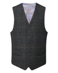 Green Check Coloured Alan Paine Surrey Mens Tweed Lined Waistcoat on white background #colour_green-check