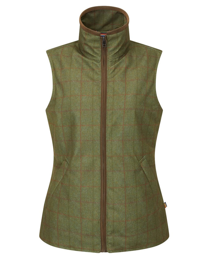 Pine coloured Alan Paine Womens Didsmere Gilet on white background #colour_pine