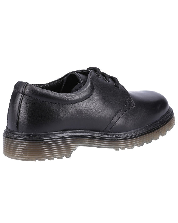 Black Coloured Amblers Aldershot Leather Gibson Shoes on a white background #colour_black
