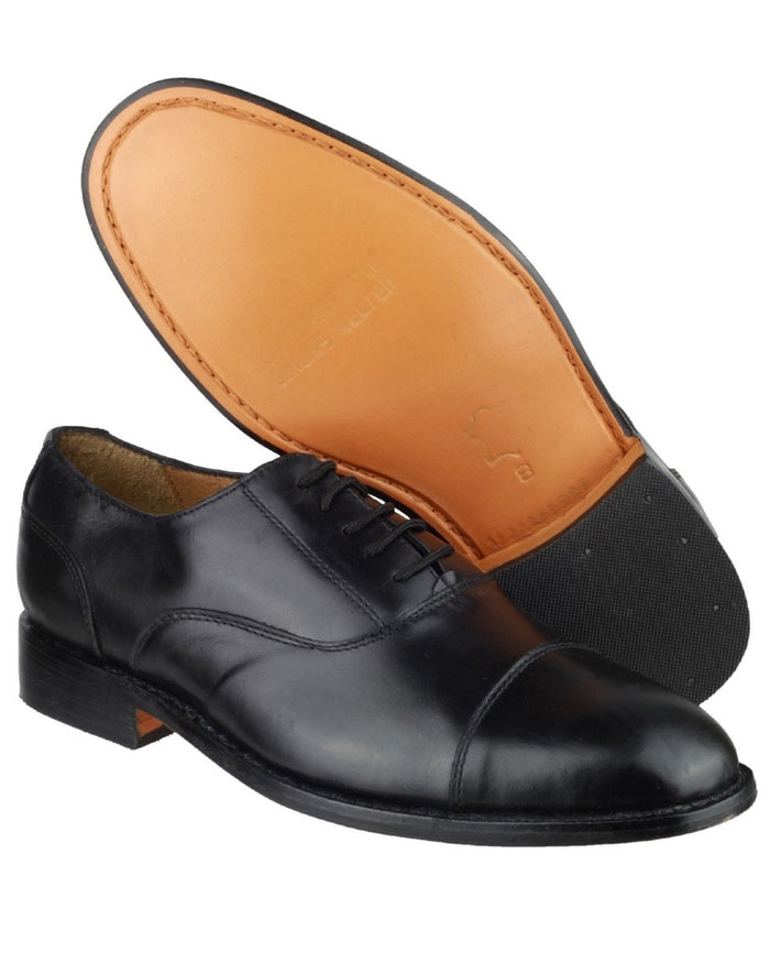 Black Coloured Amblers James Leather Soled Oxford Dress Shoes on a white background #colour_black
