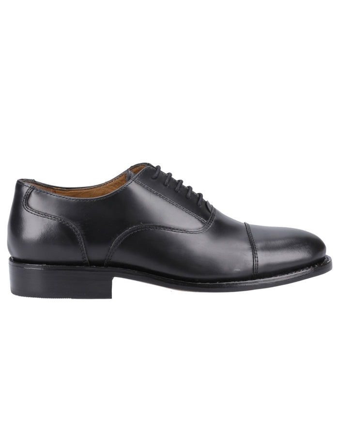 Black Coloured Amblers James Leather Soled Oxford Dress Shoes on a white background #colour_black