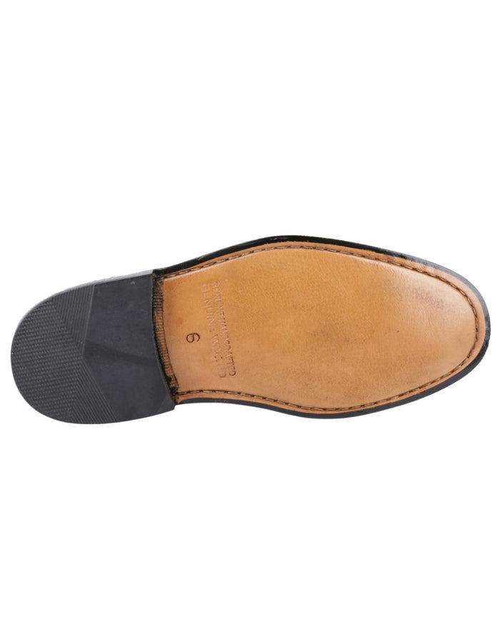 Black Coloured Amblers James Leather Soled Oxford Dress Shoes on a white background #colour_black