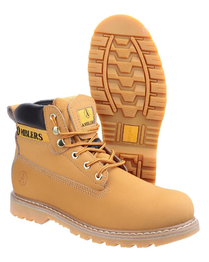 Honey coloured Amblers Mens Tavistock Boots on white background #colour_honey