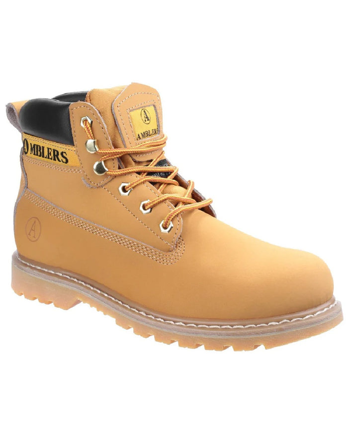 Honey coloured Amblers Mens Tavistock Boots on white background #colour_honey