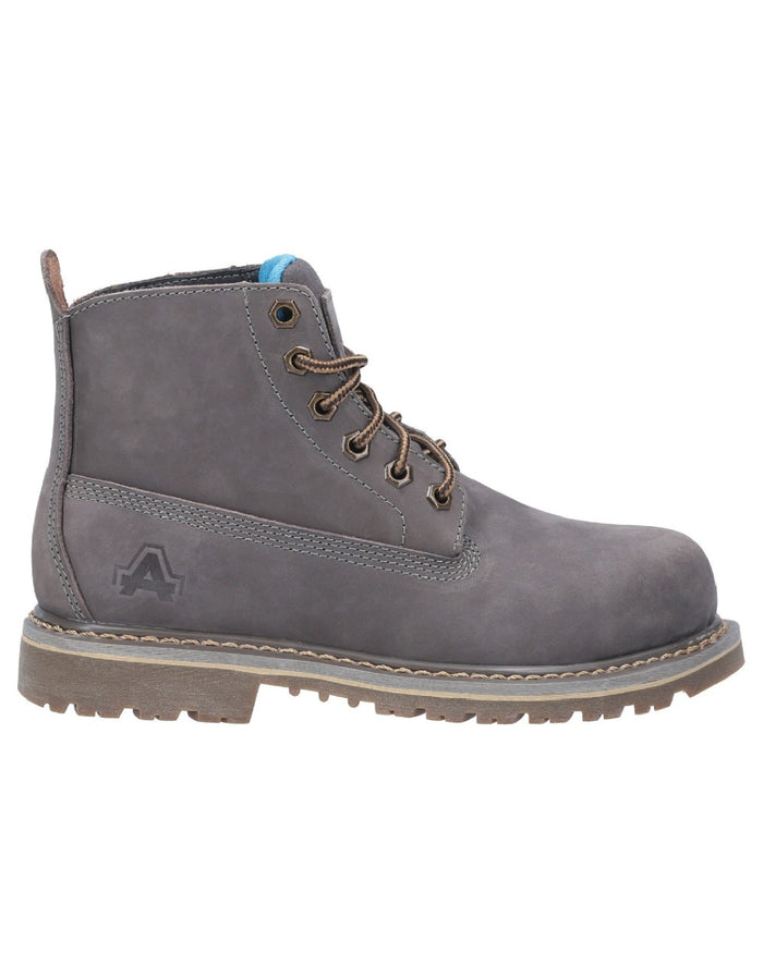 Grey Coloured Amblers Safety AS105 Mimi Safety Boots on white background #colour_grey