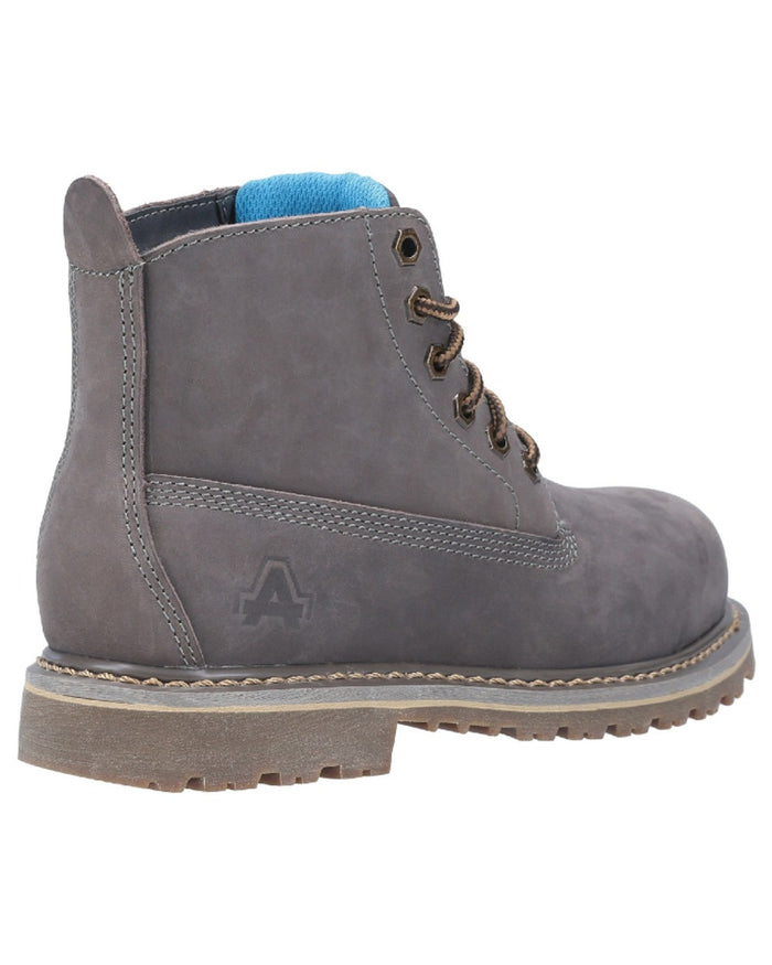 Grey Coloured Amblers Safety AS105 Mimi Safety Boots on white background #colour_grey