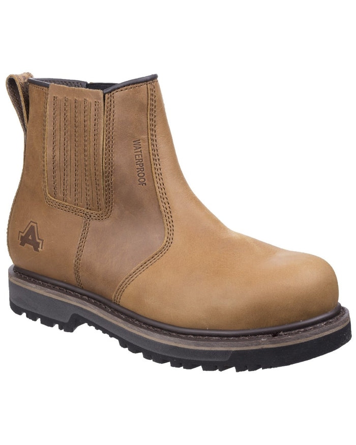 Tan Coloured Amblers Safety AS232 Workton Waterproof Safety Boots on a white background #colour_tan