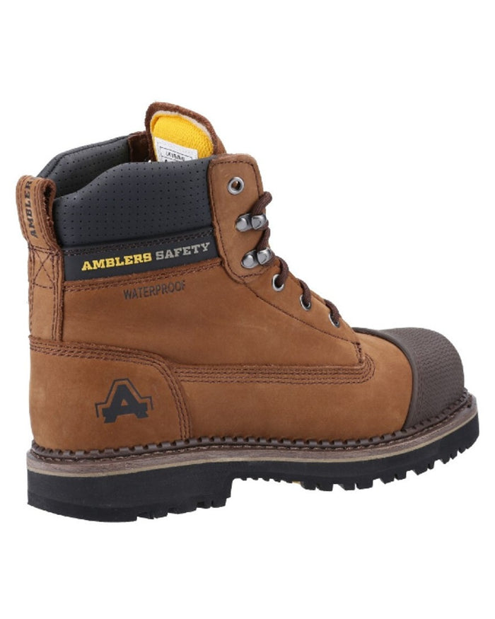 Brown Coloured Amblers Safety AS233 Austwick Waterproof Safety Boots on a white background #colour_brown