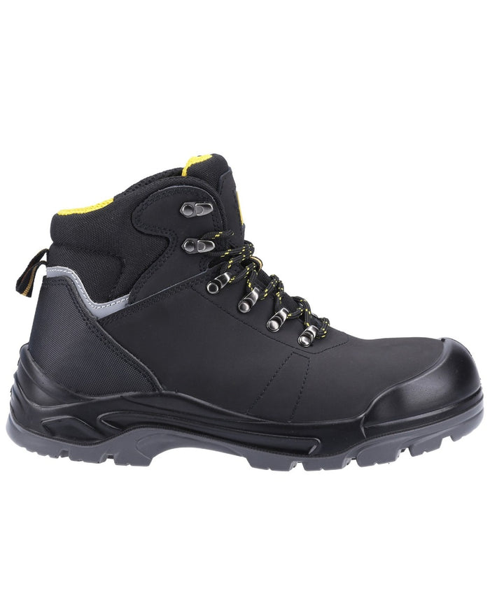 Black Coloured Amblers Safety AS252 Delamere S3 SRC Water Resistant Safety Boots on a white back ground #colour_black
