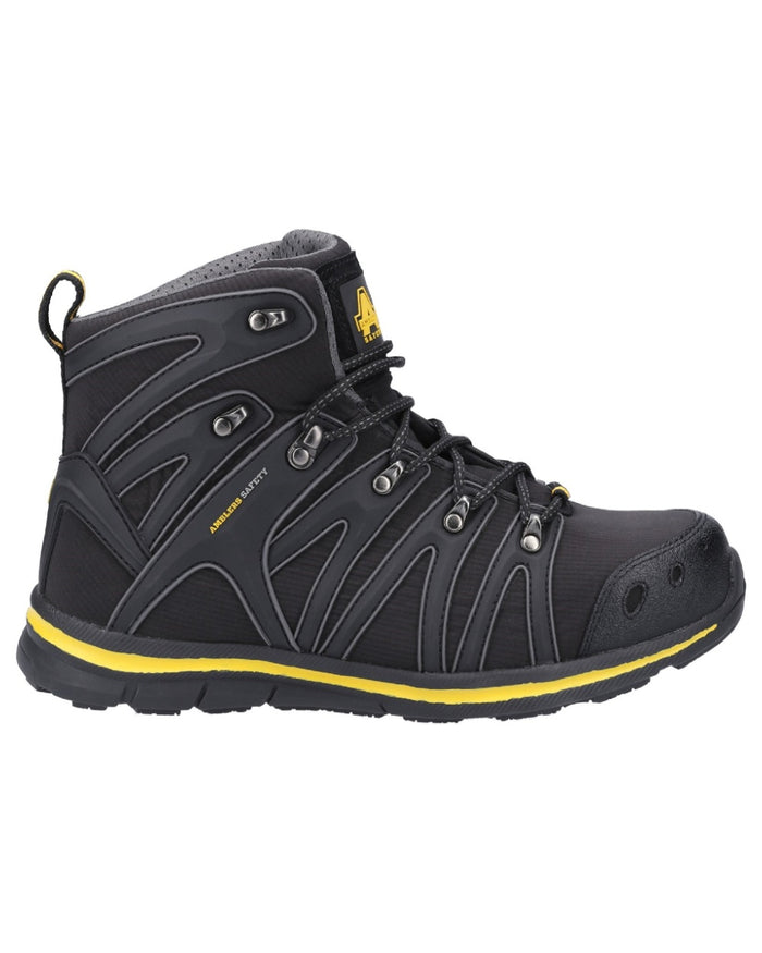 Black Coloured Amblers Safety AS254 Safety Boots on a white background #colour_black