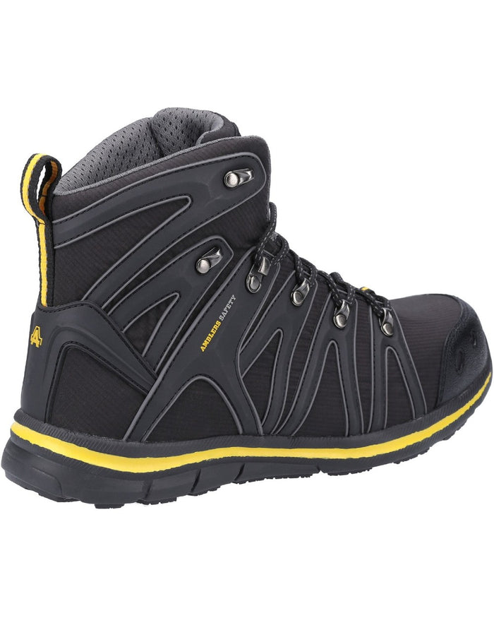 Black Coloured Amblers Safety AS254 Safety Boots on a white background #colour_black
