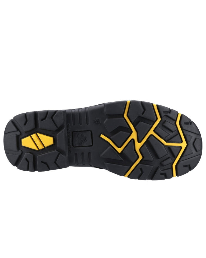 Black Coloured Amblers Safety AS303C Wrekin S3 SRC Waterproof Safety Boots Sole  on a white back ground #colour_black