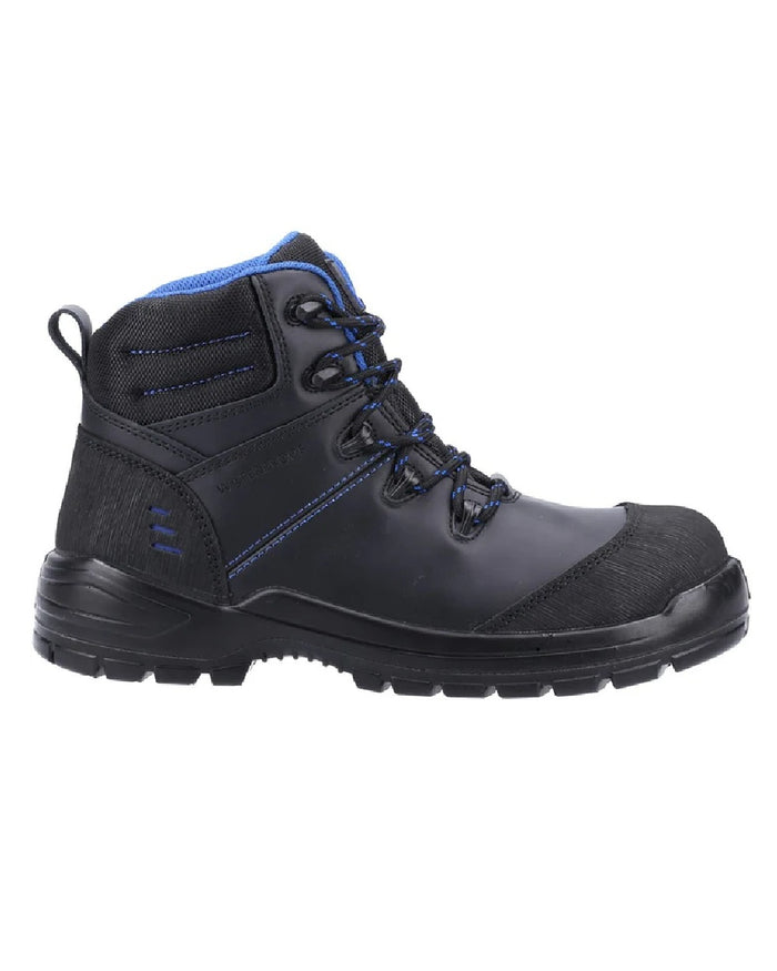 Black coloured Amblers Safety AS308C Waterproof Safety Boots on white background #colour_black