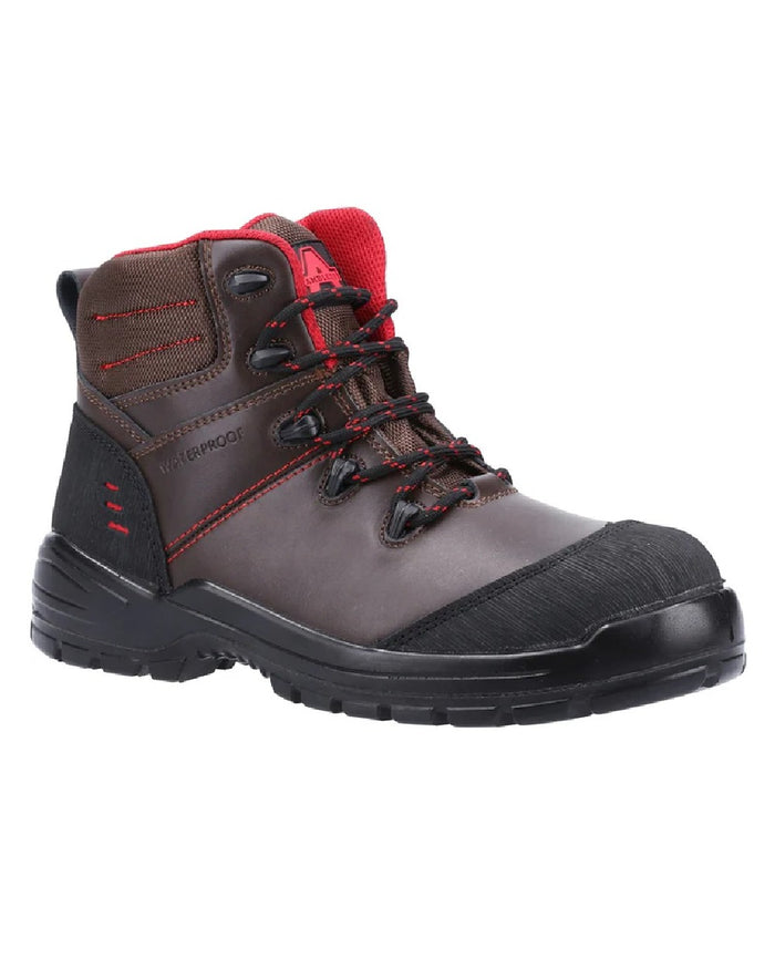 Brown coloured Amblers Safety AS308C Waterproof Safety Boots on white background #colour_brown