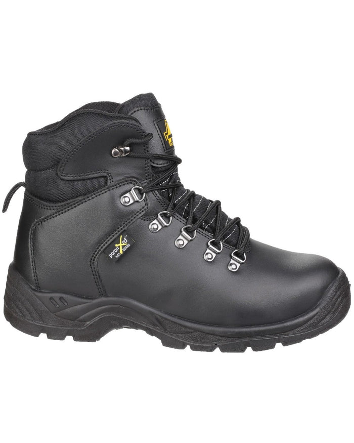 Black Coloured Amblers Safety AS335 Poron XRD Internal Metatarsal Safety Boot on a white background #colour_black