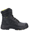 Black Coloured Amblers Safety AS350C Berwyn Hi-Leg Waterproof Safety Boots on a white background #colour_black
