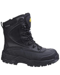 Black Coloured Amblers Safety AS440 Skomer Src Hybrid Hi-Leg Waterproof Safety Boots on a white back ground #colour_black