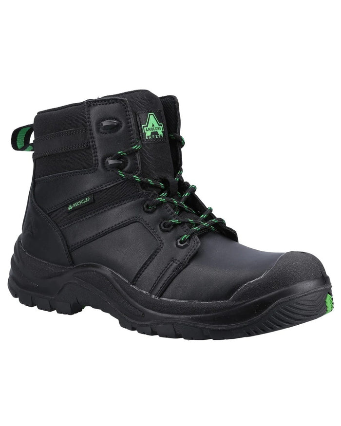 Black Colored Amblers Safety AS502 Oak Safety Boots on a White background #colour_black