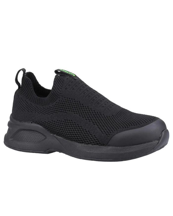 Black coloured Amblers Safety AS609 Fleur Safety Trainers on a white background #colour_black