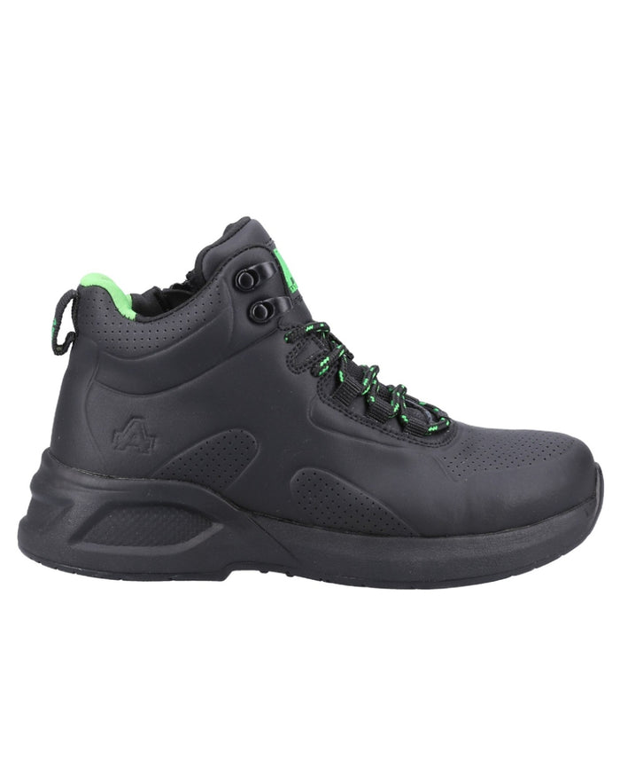 Black coloured Amblers Safety AS611 Willow Safety Boots on a white background #colour_black