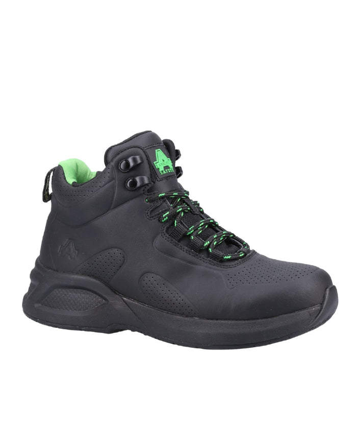 Black coloured Amblers Safety AS611 Willow Safety Boots on a white background #colour_black