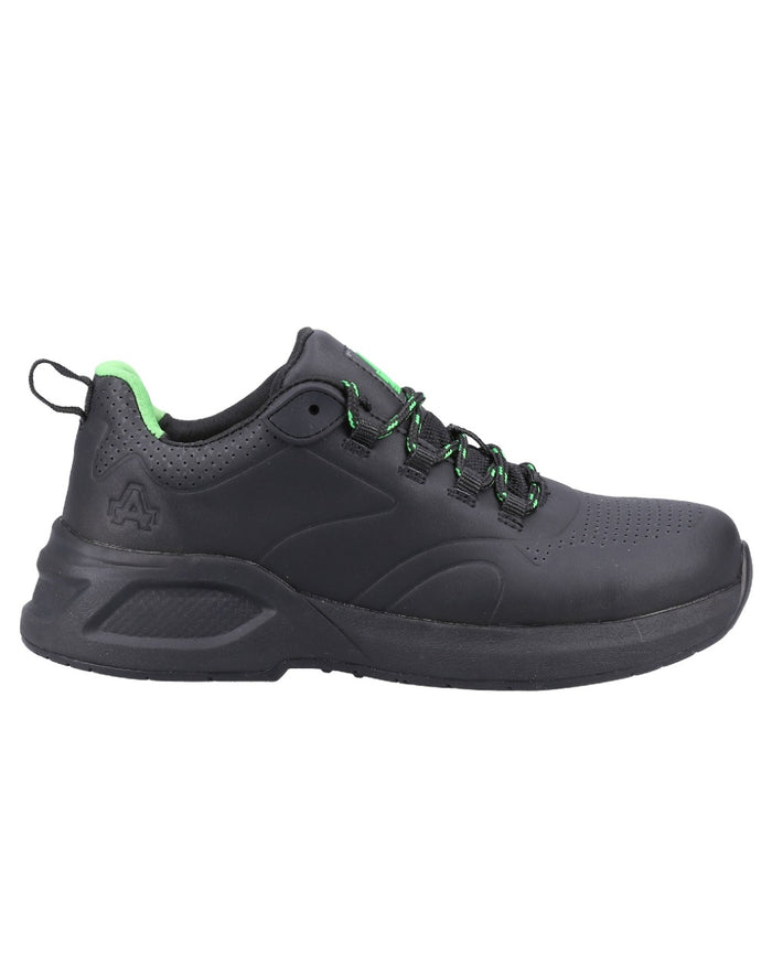 Black coloured Amblers Safety AS612 Fern Safety Trainers on a white background #colour_black