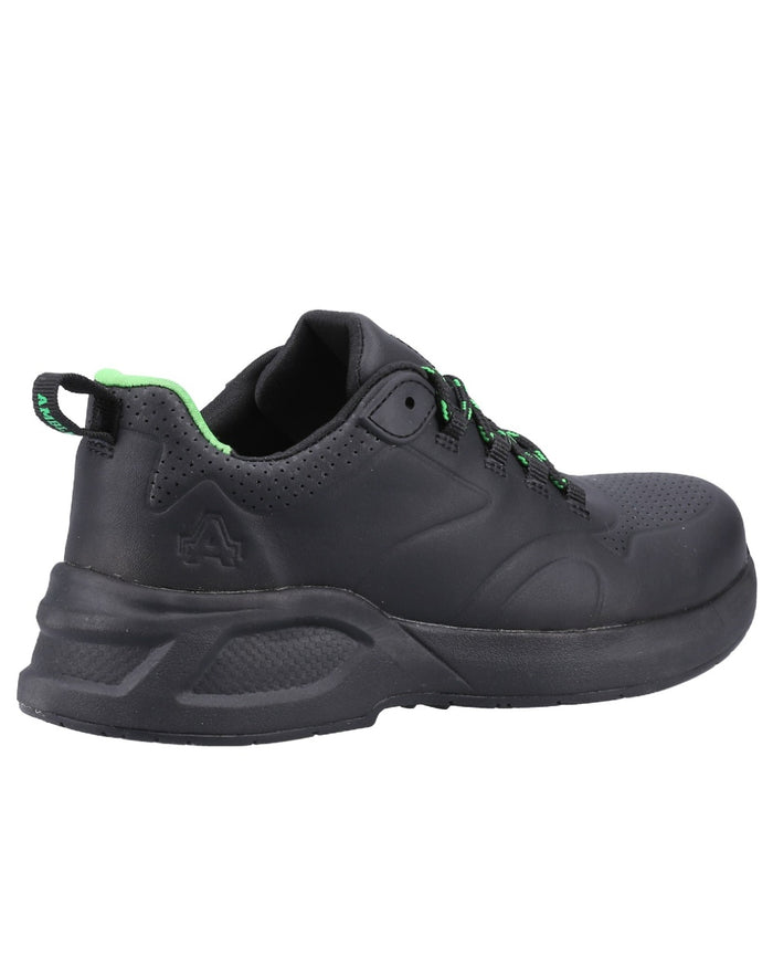 Black coloured Amblers Safety AS612 Fern Safety Trainers on a white background #colour_black