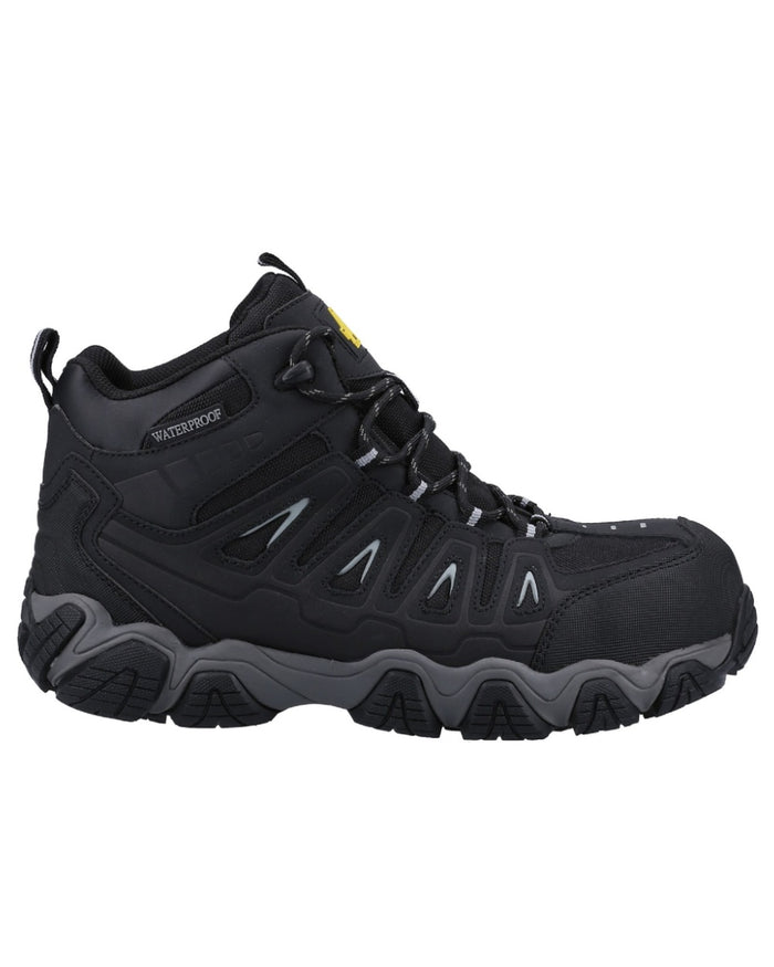 Black coloured Amblers Safety AS801 Rockingham Waterproof Safety Hiker Boots on white background #colour_black