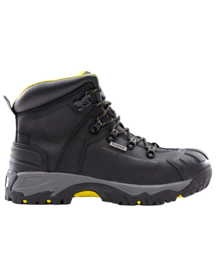 Black Coloured Amblers Safety AS803 Waterproof Wide Fit Safety Boots on a white background #colour_black