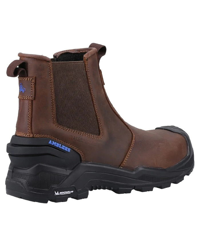 Brown coloured Amblers Safety AS982C Conway Waterproof Dealer Boots on white background #colour_brown