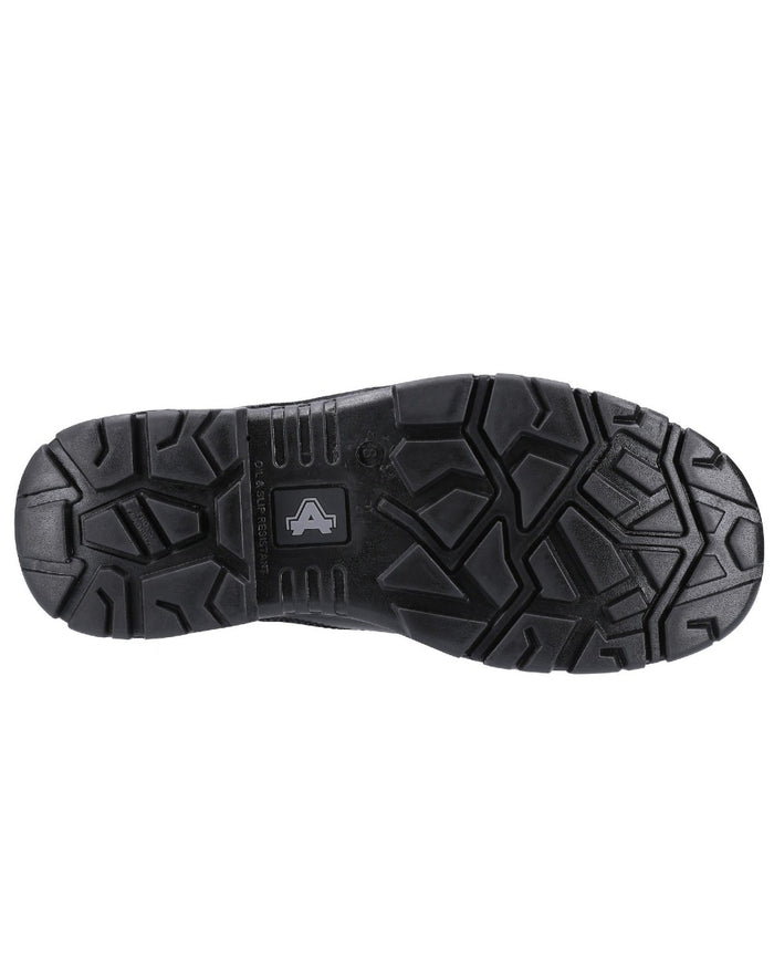 Black Coloured Amblers Safety Combat Hi-Leg Waterproof Boots on a white background #colour_black