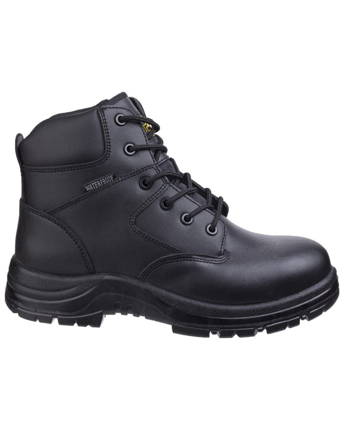 Black Coloured Amblers Safety FS006C Safety Boots on a white background #colour_black