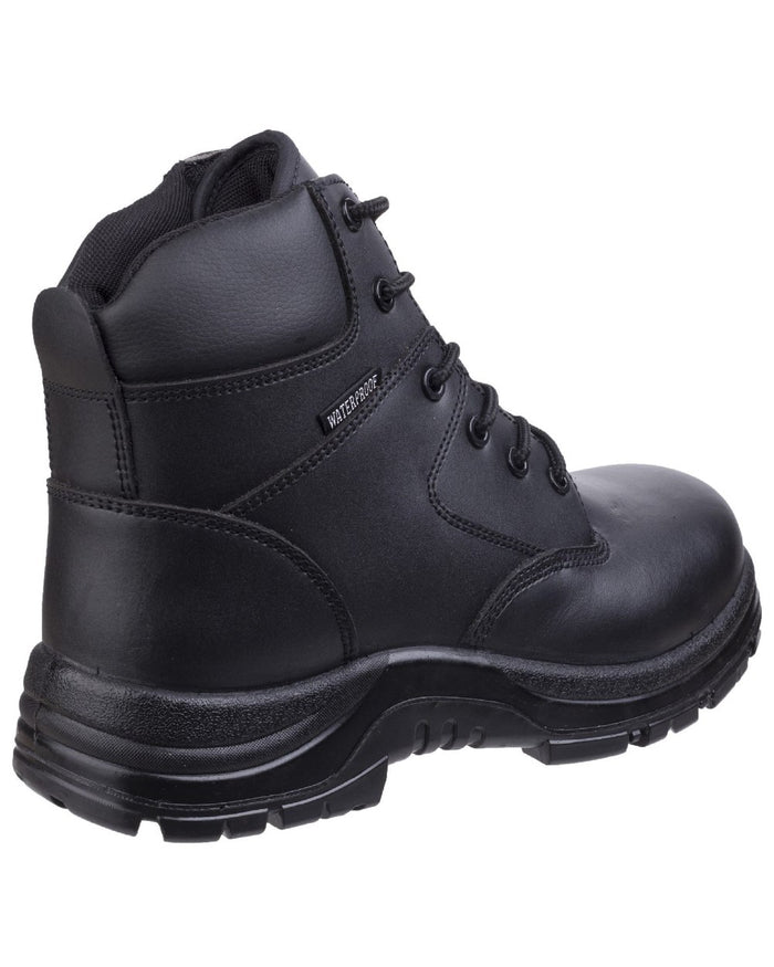 Black Coloured Amblers Safety FS006C Safety Boots on a white background #colour_black