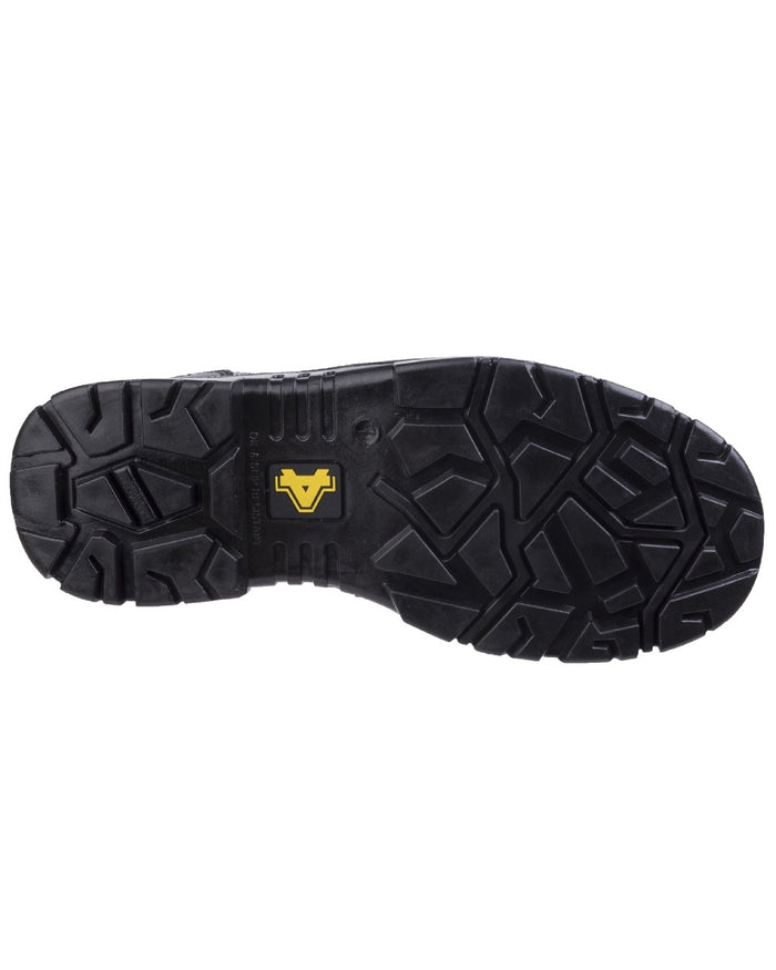 Black Coloured Amblers Safety FS006C Safety Boots Sole on a white background #colour_black
