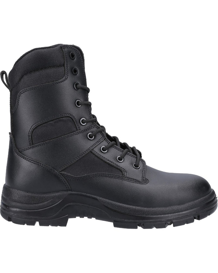 Black Coloured Amblers Safety FS009C Hi-leg Safety Boot on a white background #colour_black