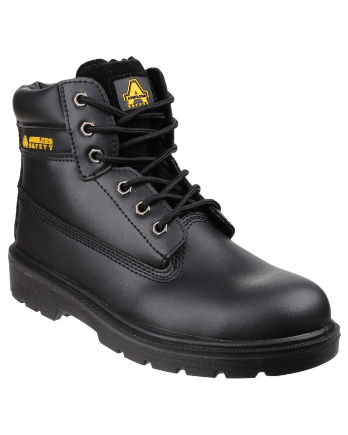 Black Coloured Amblers Safety FS112 Safety Boots on a white background #colour_black