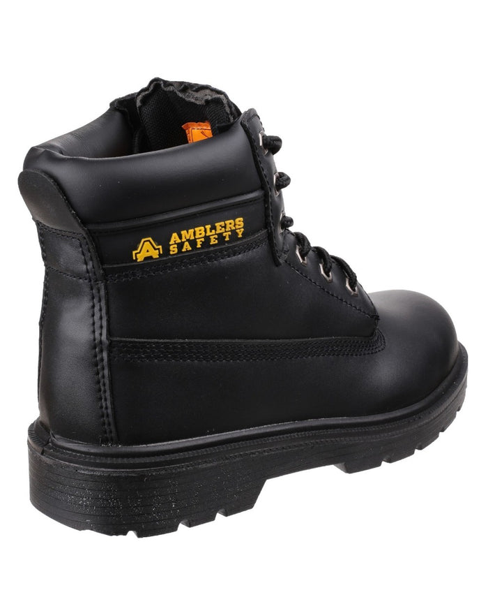 Black Coloured Amblers Safety FS112 Safety Boots on a white background #colour_black