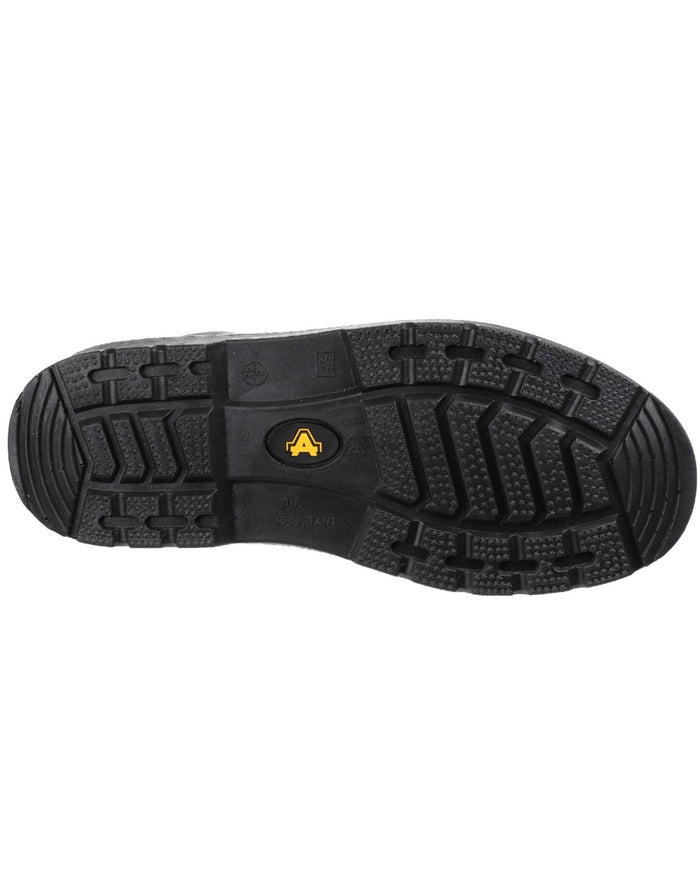 Black Coloured Amblers Safety FS112 Safety Boots Sole on a white background #colour_black