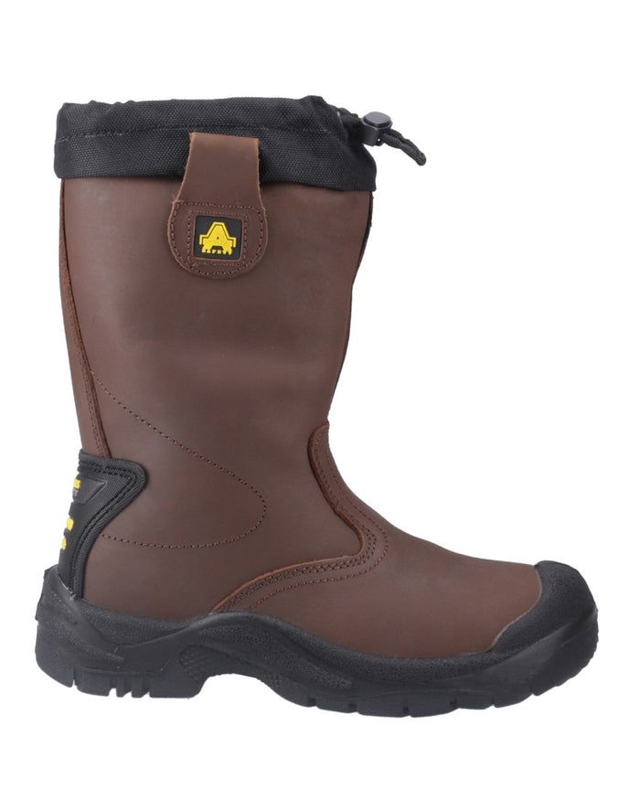 Brown Coloured Amblers Safety FS245 Antistatic Pull On Safety Rigger Boots on a white background #colour_brown