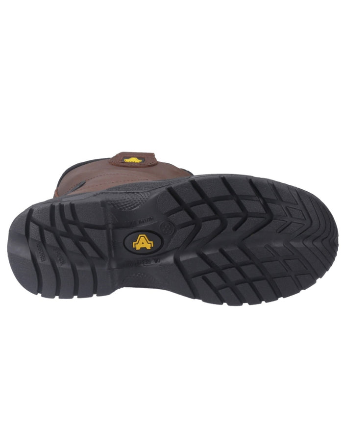 Brown Coloured Amblers Safety FS245 Antistatic Pull On Safety Rigger Boots Sole on a white background #colour_brown