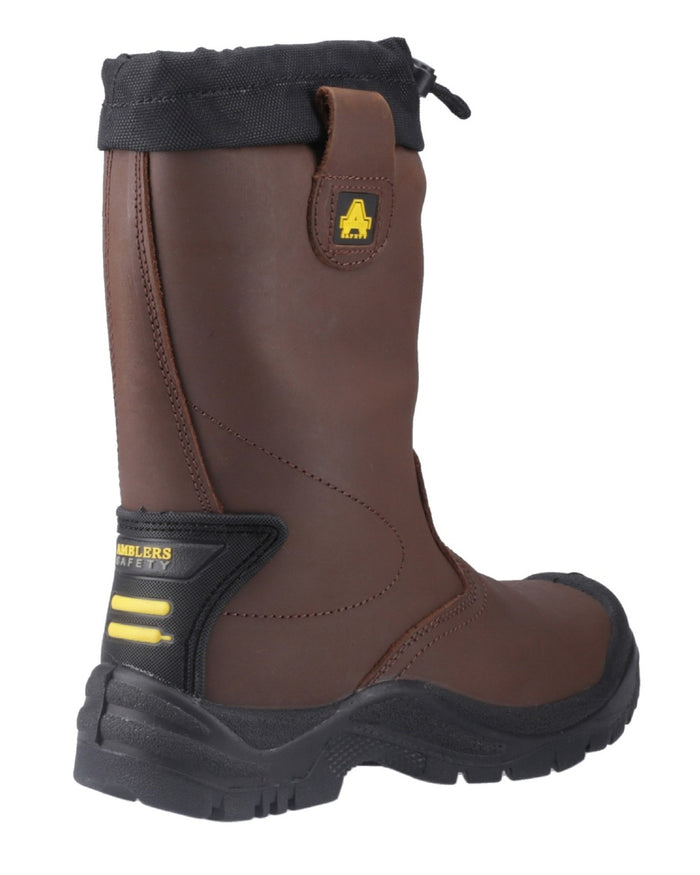 Brown Coloured Amblers Safety FS245 Antistatic Pull On Safety Rigger Boots on a white background #colour_brown