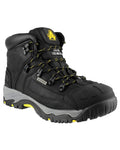 Black Coloured Amblers Safety FS32 Waterproof Safety Boots on a white back ground #colour_black