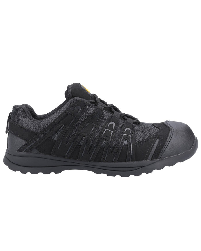 Black Coloured Amblers Safety FS40C Safety Trainers on a white background #colour_black
